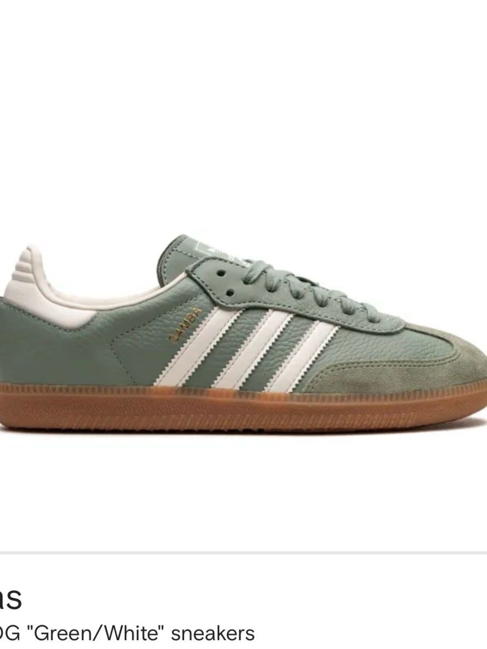 adidas Green Leather Sneakers with White Stripes - Picture 1 of 5